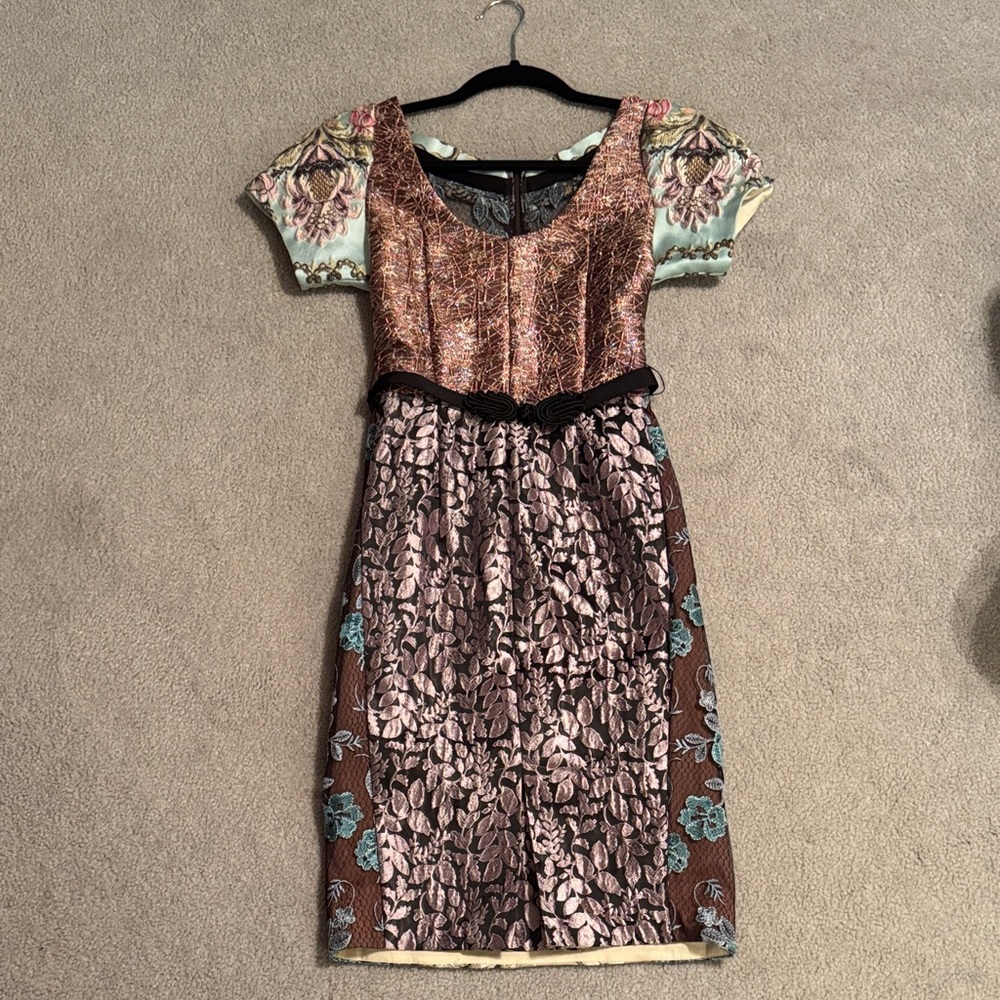 Beguile by Byron Lars Multicolor Patchwork Midi D… - image 1